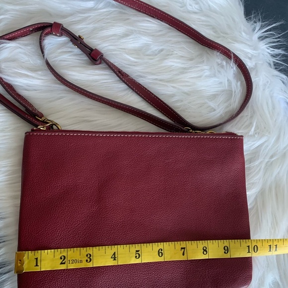 Fossil Crossbody Bag Burgundy/Red Cow Hide Leather - Picture 12 of 14